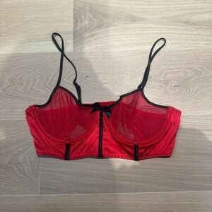 Dolls Kill Red and Black Sheer Bra